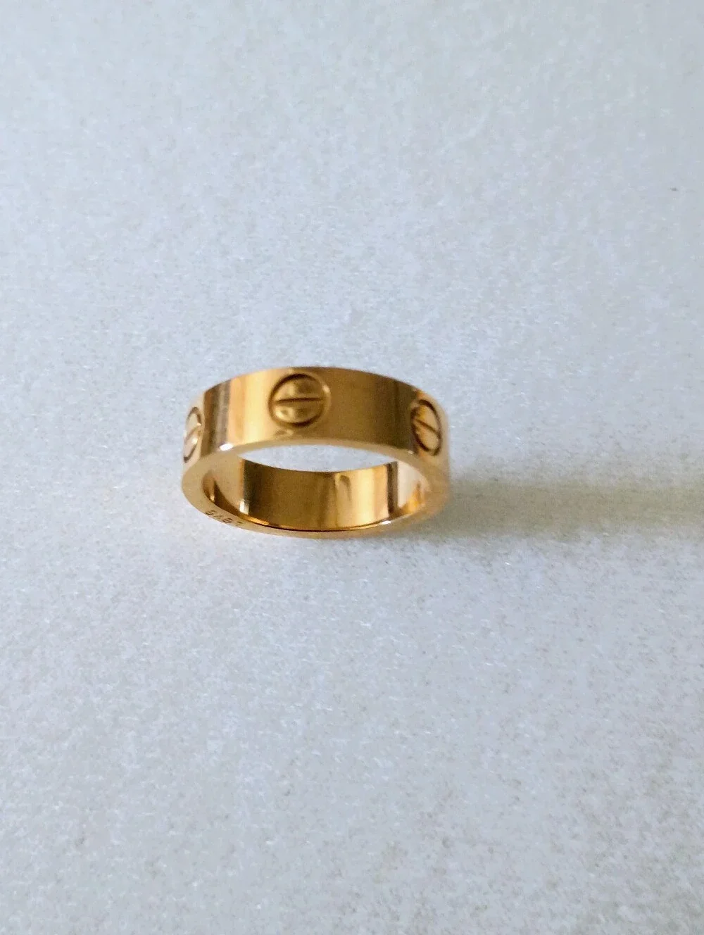 New Gold Tone Love Ring with Screw Motif